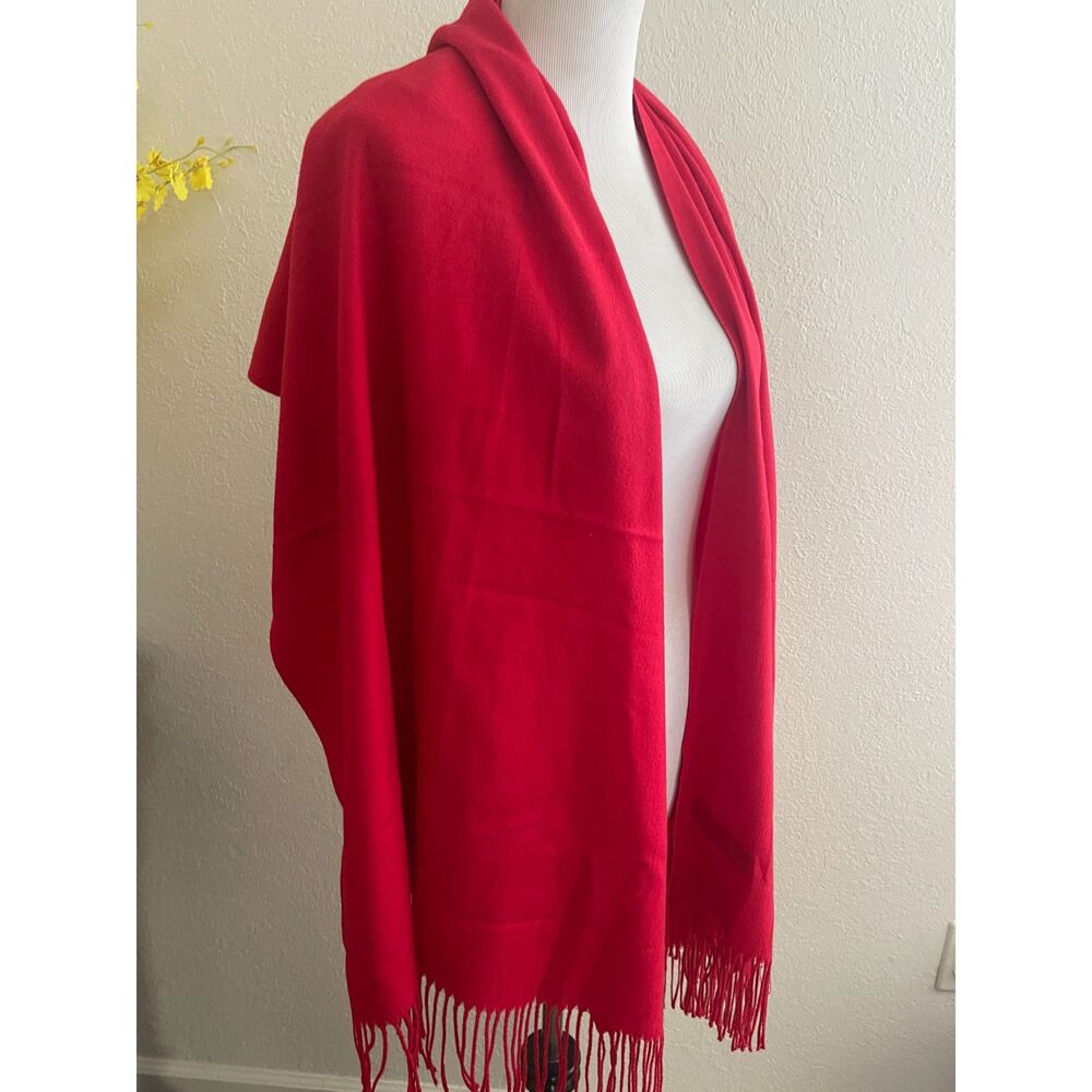 New Large 25X70 100% Pure Cashmere Wool Scarf Shawl Wrap, Made in Scotland Red